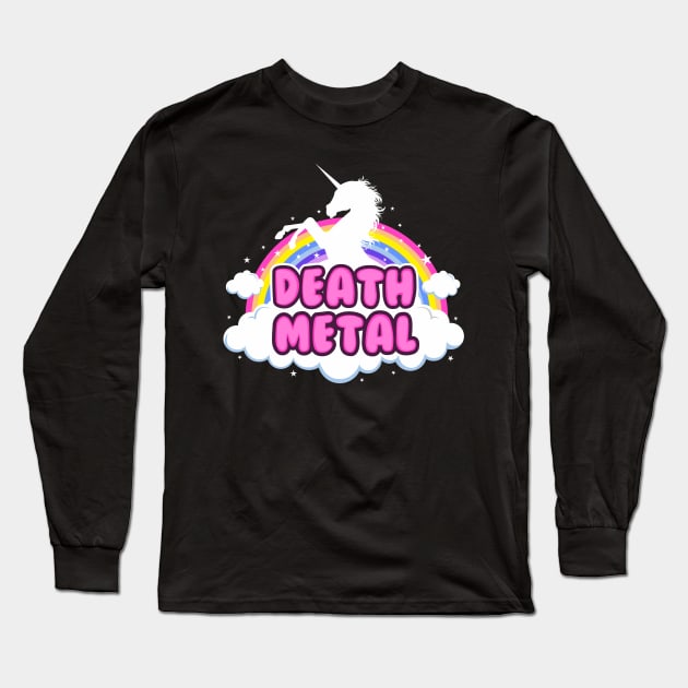 death metal parody funny unicorn rainbow pastel Long Sleeve T-Shirt by daizzy